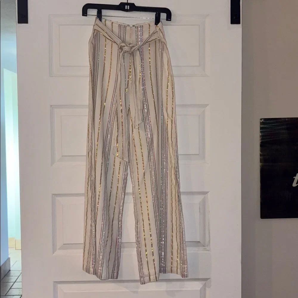 Tularosa Sydney Metallic Rainbow Stripe Wide Leg Pant